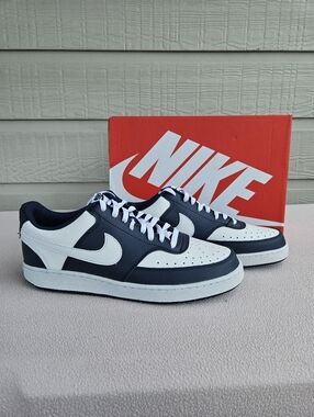 Nike Court Vision Low Top Sneakers Navy White Men SZ 12 Athletic HM9862-400